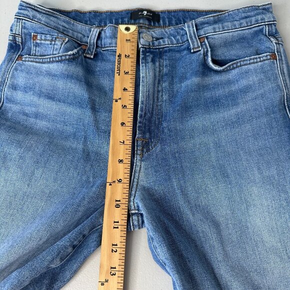 7 For All Mankind Blue Jeans High Waist Cropped Straight Size 30 - Picture 9 of 12
